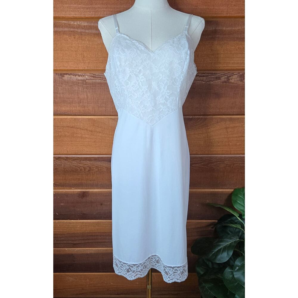 Vanity Fair Vintage 50s White Lace Slip Dress 36 Coquette Bridal Romantic USA